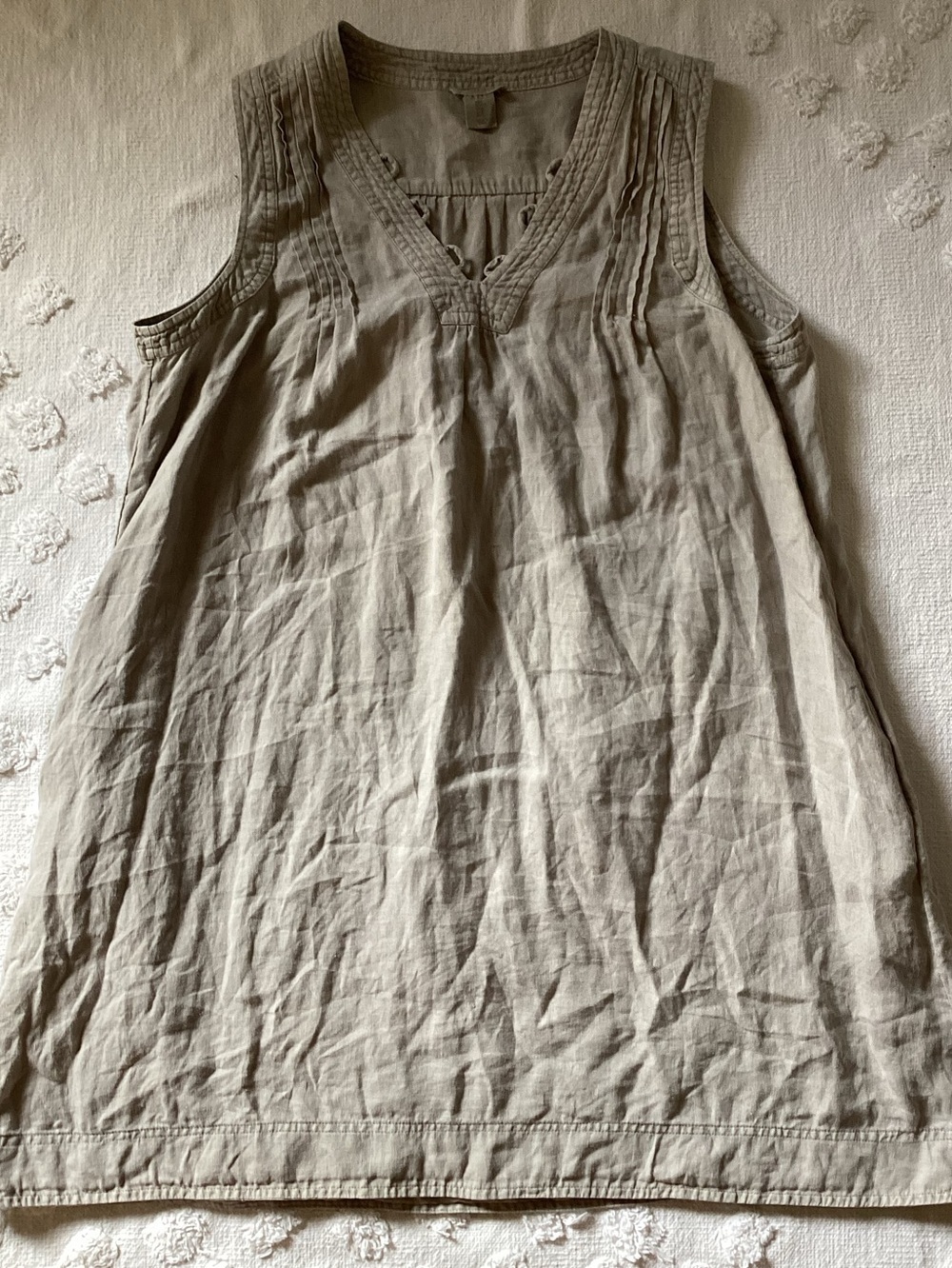 Artisan NY 100% linen tunic Dressโn SZ L POCKETS Gray